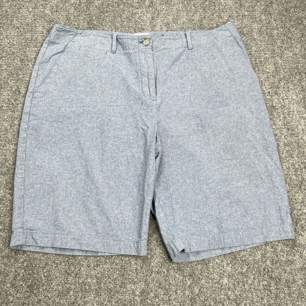 Talbots Bermuda Shorts Womens Size 16 Blue Chambray  High Rise Cotton Pockets